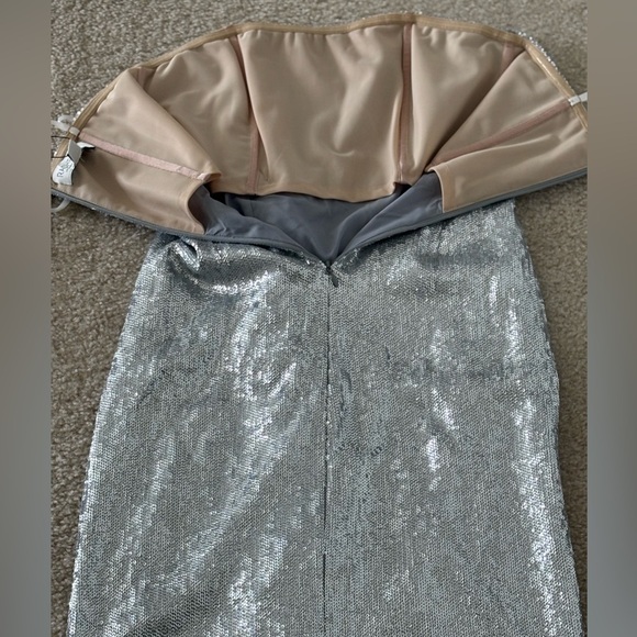 Rachel Zoe Shimmering Silver Strapless Dress - Picture 5 of 13